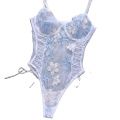 LEVEL K2027 Wholesale Women's Bodysuits Transparent Transparent Mesh Lace Cup Tie Intimate Apparel Sexy Lingerie